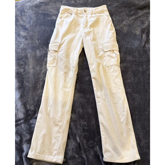 SHEIN Pants - Shein-Womens Corduroy Cargo Pants Straight Leg-Size XS-Cream/Off White